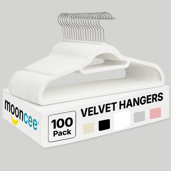 MOONCEE Premium Velvet Non-Slip Hangers – Ideal for Clothes, Coats & Pants