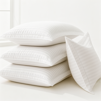 Smooth white 300 TC pillowcase with fine stripe pattern
