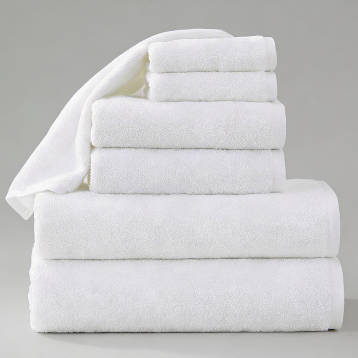 6 PCs White Cotton Towel Set - Hotel Quality Towels for Daily Comfort (White)