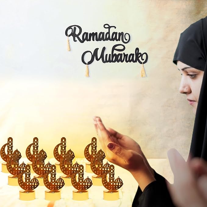 Islamic decorative LED lights with crescent and mosque pattern