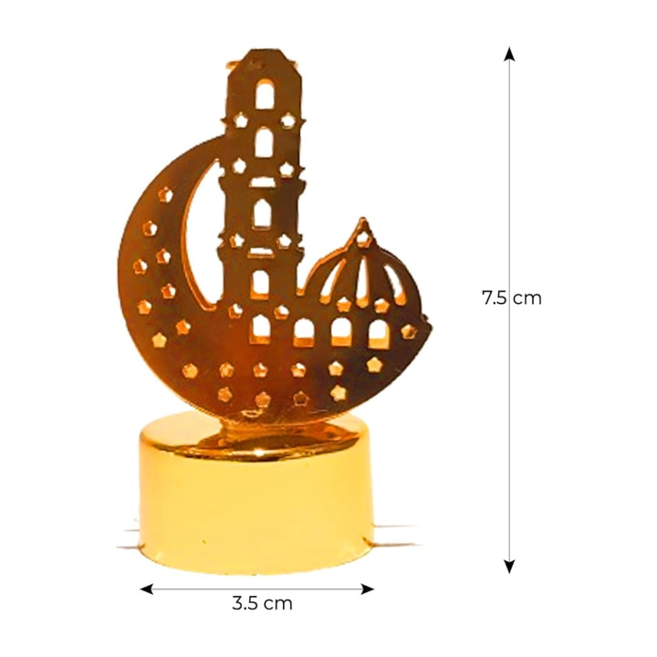 Crescent moon LED lights glowing in warm golden light