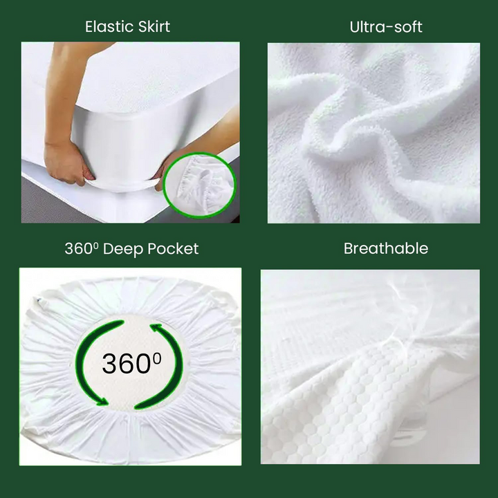 Premium Mattress Protector Cotton Hypoallergenic Waterproof, Fitted Deep Pocket-30 cm