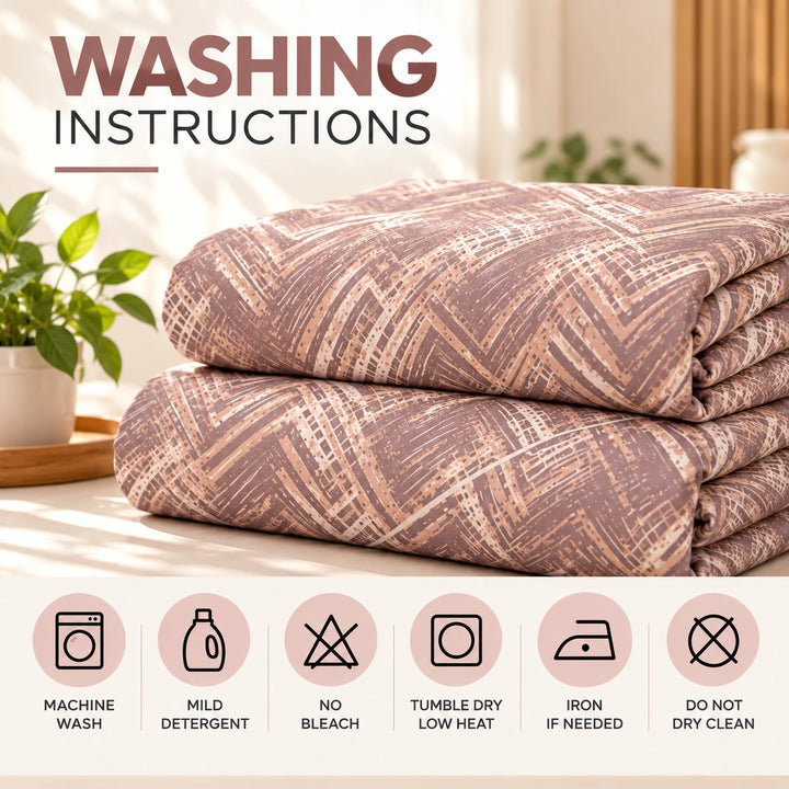6 PCs King Size Taupe Geometric Duvet Set with Modern Abstract Pattern for Warm Bedroom (6FS228)