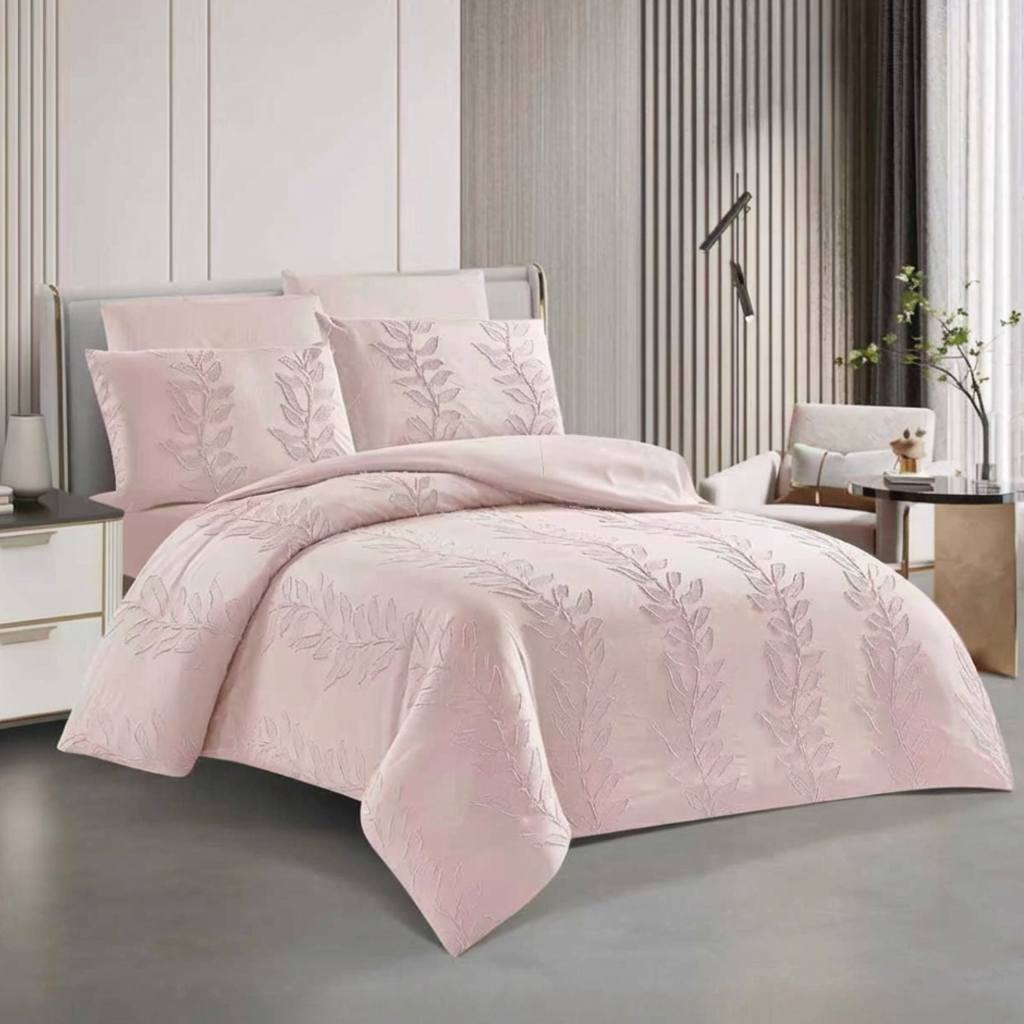 Premium pink king size bedding set with fitted sheet