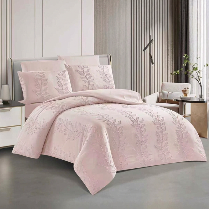 Premium pink king size bedding set with fitted sheet