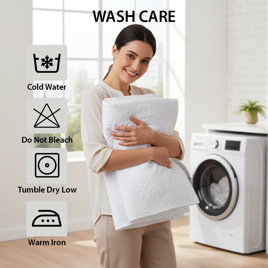 King Size Fitted Bed Sheets White 6 PCs with Duvet Cover 220x240 (6FM9)