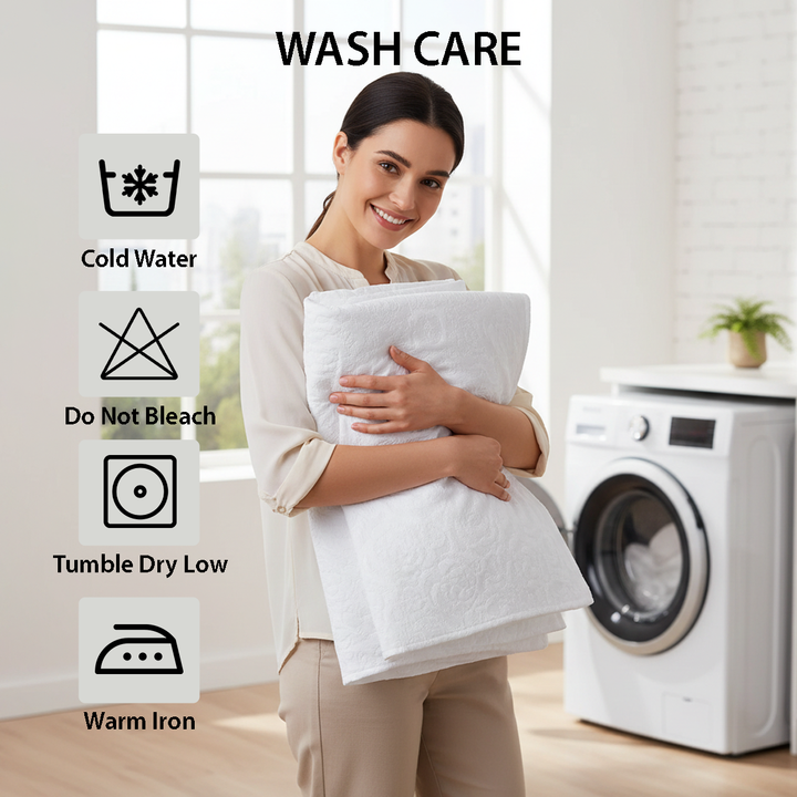 King Size Fitted Bed Sheets White 6 PCs with Duvet Cover 220x240 (6FM9)