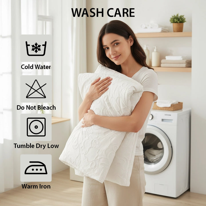 طقم ملاءات سرير أبيض مكون من 6 قطع مع ملاءة سرير وغطاء لحاف مقاس 220 × 240 (6FM4)