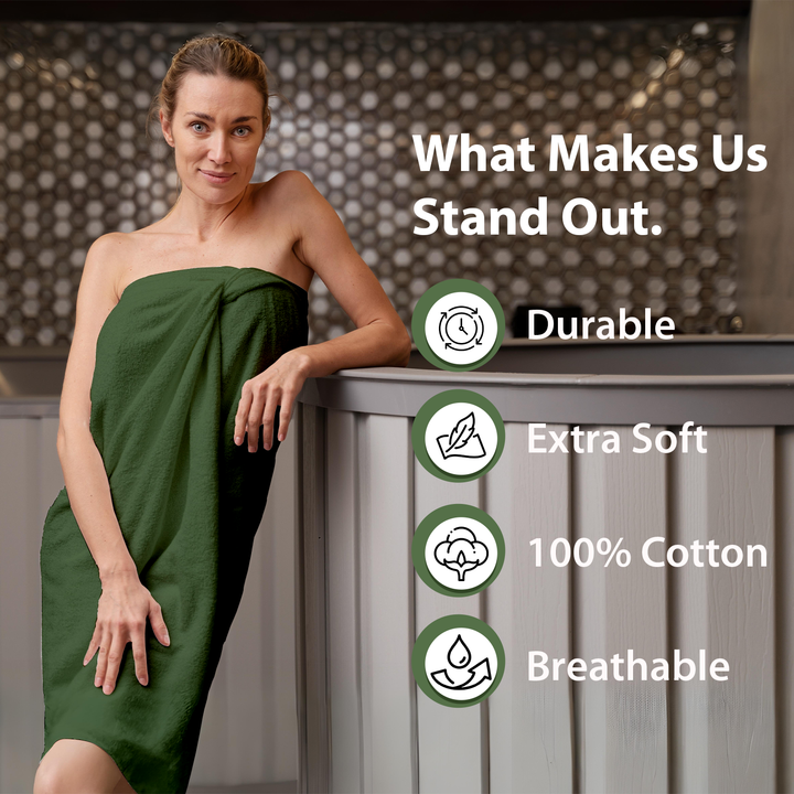 2 PCs Jumbo Bath Towel Set – Pure Cotton 90 x 180 cm Soft & Absorbent (Military Green)