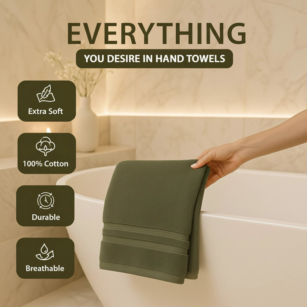 6 PCs Premium Hand Towels Set, 600 GSM Extra Large Hand Towels With 100% Soft Cotton