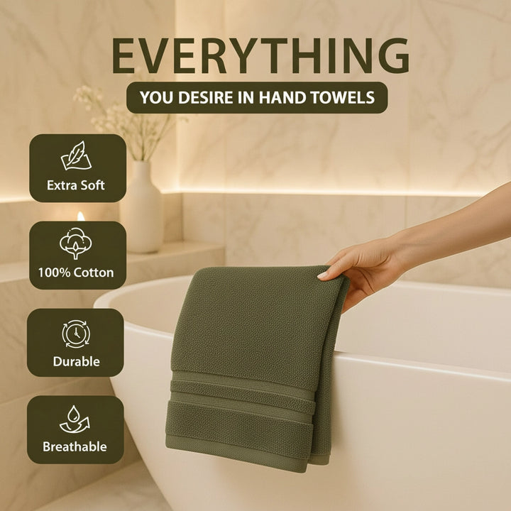 6 PCs Premium Hand Towels Set, 600 GSM Extra Large Hand Towels With 100% Soft Cotton
