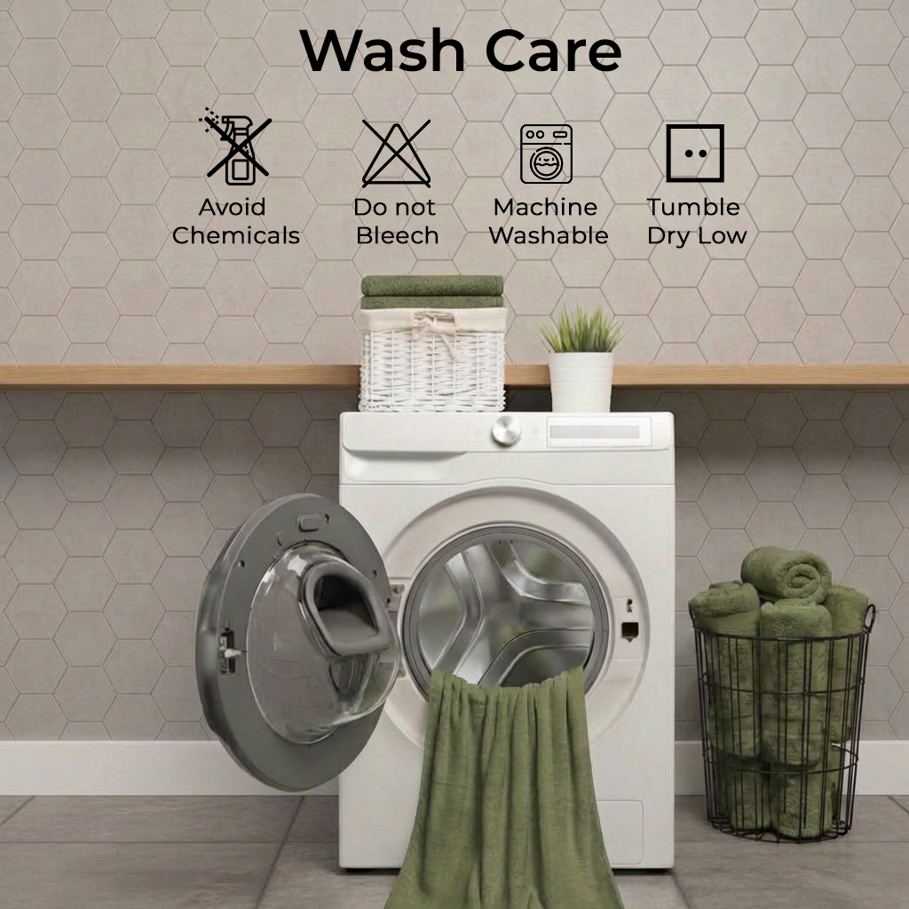 Set of Towels 6 PCs – Nice Towels for Bathroom, Soft Cotton Towel Bundle (Military)