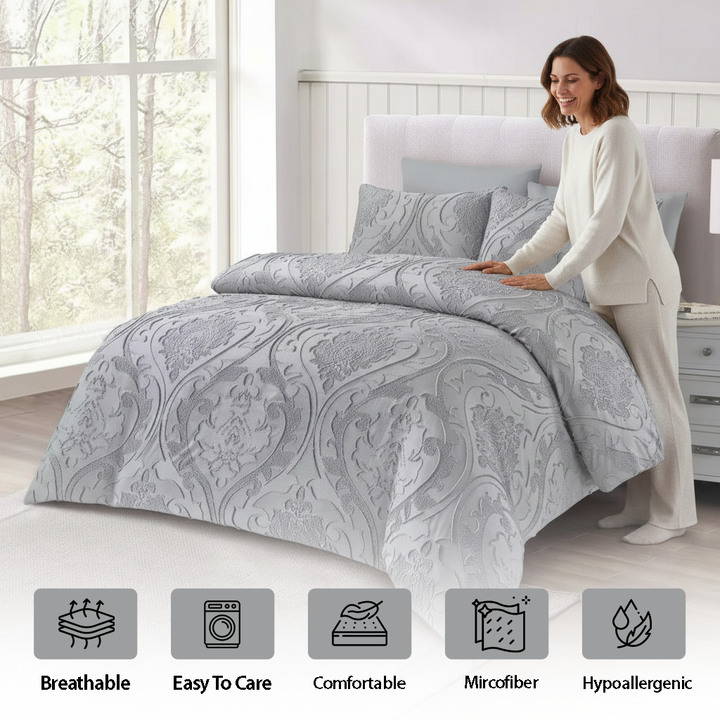 Neutral tone king size quilted bedding set