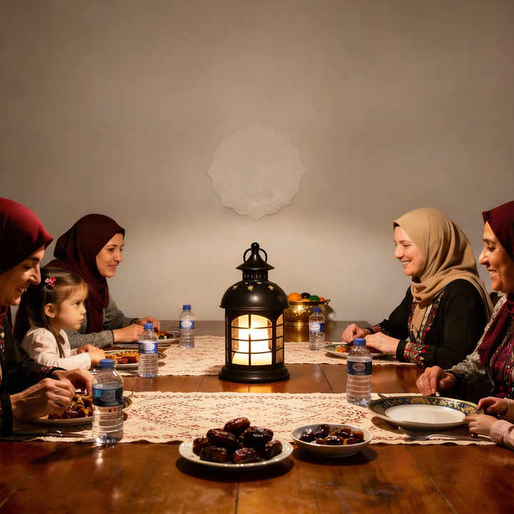 Vintage style lantern with candle-like warm lighting