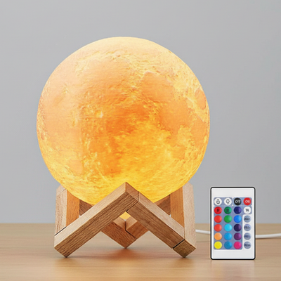 3D moon lamp with remote control and wooden stand