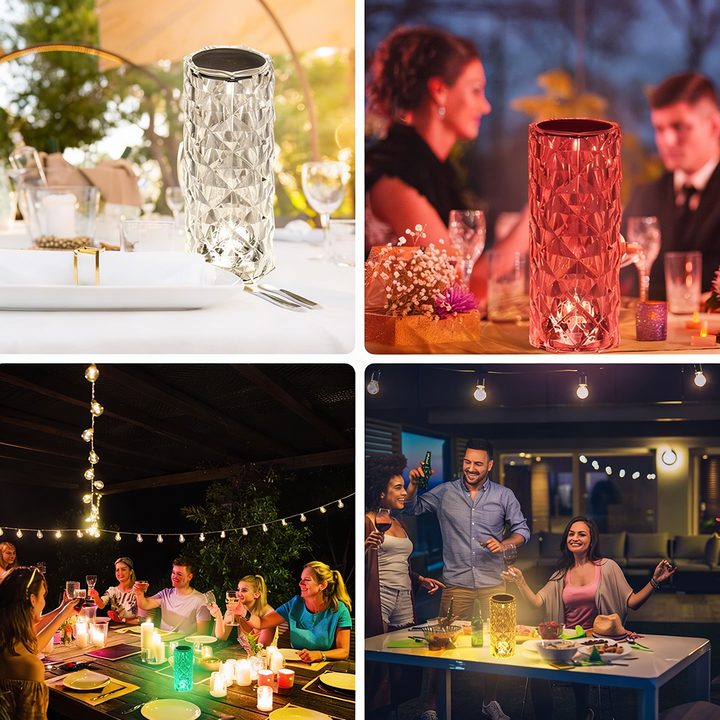 Ambient crystal table lamp with adjustable color lighting modes