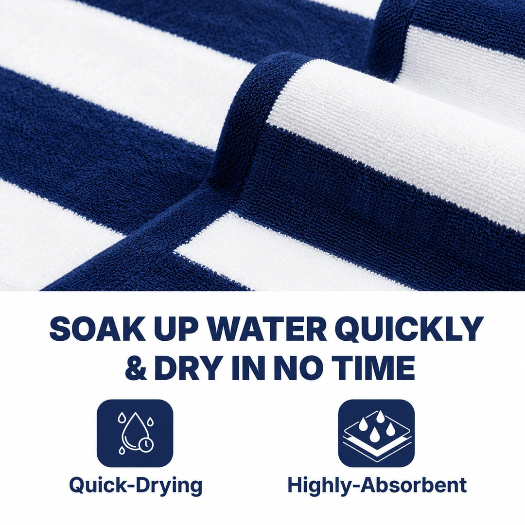 2 PCs  Striped Bath Towel Set 100% Cotton 600 GSM, Soft Absorbent Towel for Home &amp; Spa