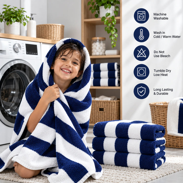 2 PCs  Striped Bath Towel Set 100% Cotton 600 GSM, Soft Absorbent Towel for Home &amp; Spa