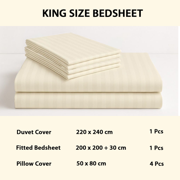 MOONCEE 6 PCs King  Bedding Set with 220x240 Duvet Cover and Bed Set (Pearl White)