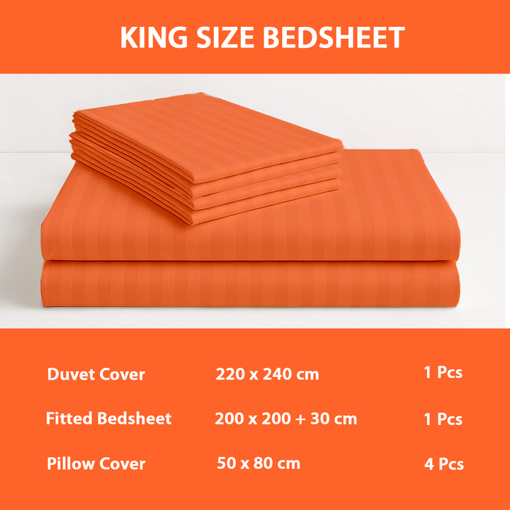 MOONCEE 6 PCs King Bedsheets Set with Duvet Cover 220x240 Bedding  Set (Orange)