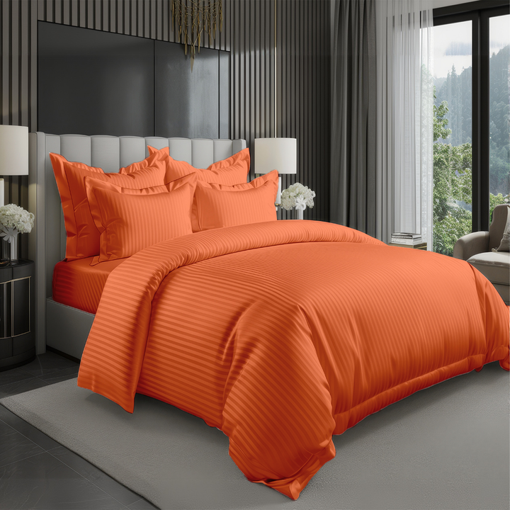 MOONCEE 6 PCs King Bedsheets Set with Duvet Cover 220x240 Bedding  Set (Orange)
