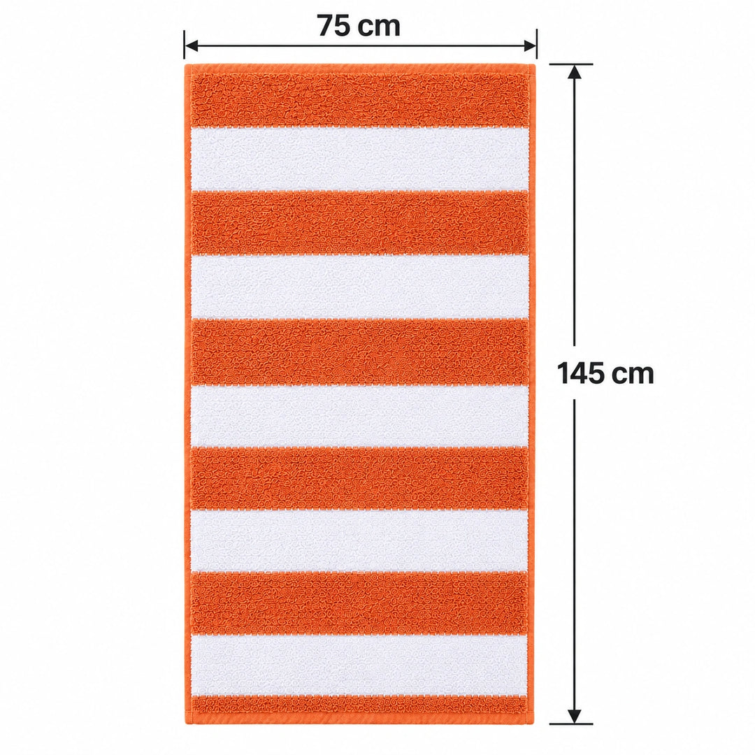 4 PCs Premium 100% Cotton Bath Towel Set 600 GSM, Soft Striped Absorbent Towel Set