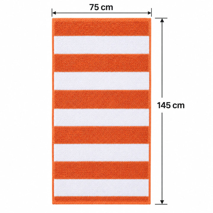 4 PCs Premium 100% Cotton Bath Towel Set 600 GSM, Soft Striped Absorbent Towel Set