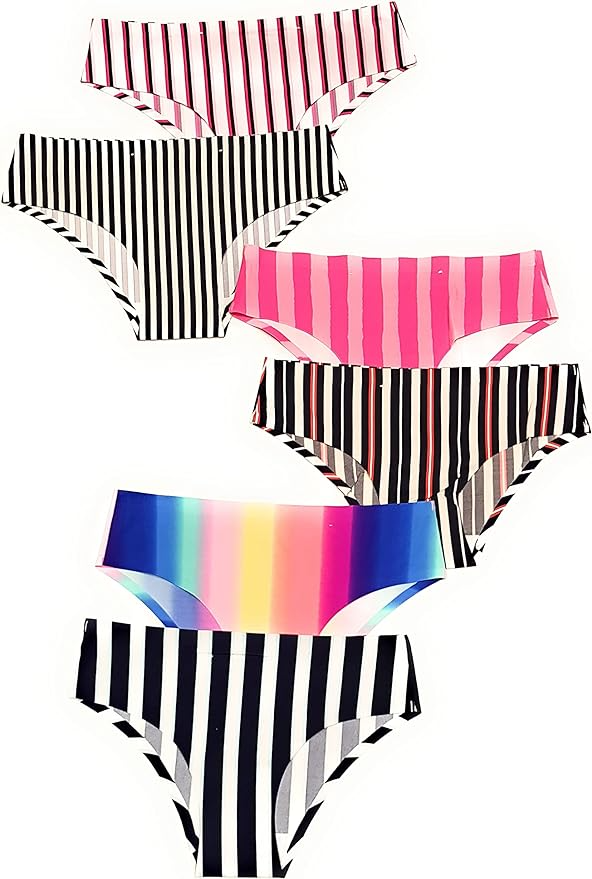 LASASSY 3 PCs Women Underwear Pack Striped Print Ladies Panties Brief (Multicolour)