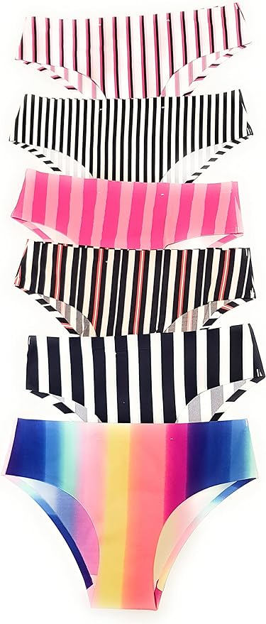 LASASSY 3 PCs Women Underwear Pack Striped Print Ladies Panties Brief (Multicolour)