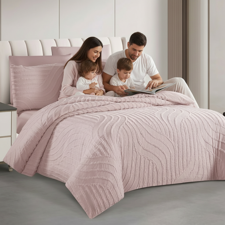 طقم سرير كينج مع غطاء لحاف 220 × 240، طقم ملاءات سرير ملائمة من 6 قطع (6FM21)