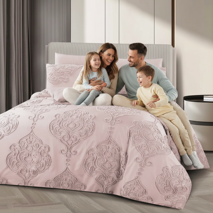 King Bedding Set with Duvet Cover 220x240 6 PCs  Fitted Bed Sheet Set (6FM27)