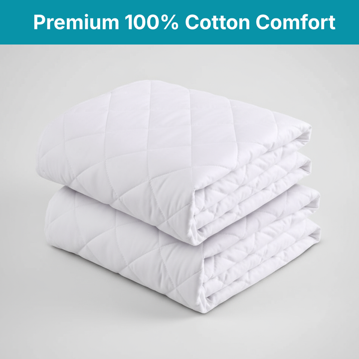 Cotton Quilted Pillow Protectors – Soft, Breathable & Hypoallergenic Zippered Pillowcase Set