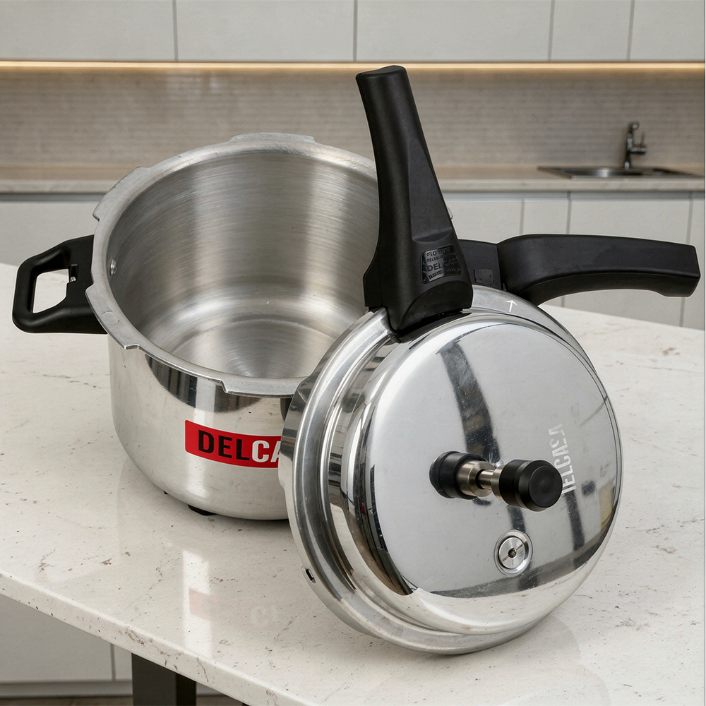 Durable pressure cooker with safety lid and handle