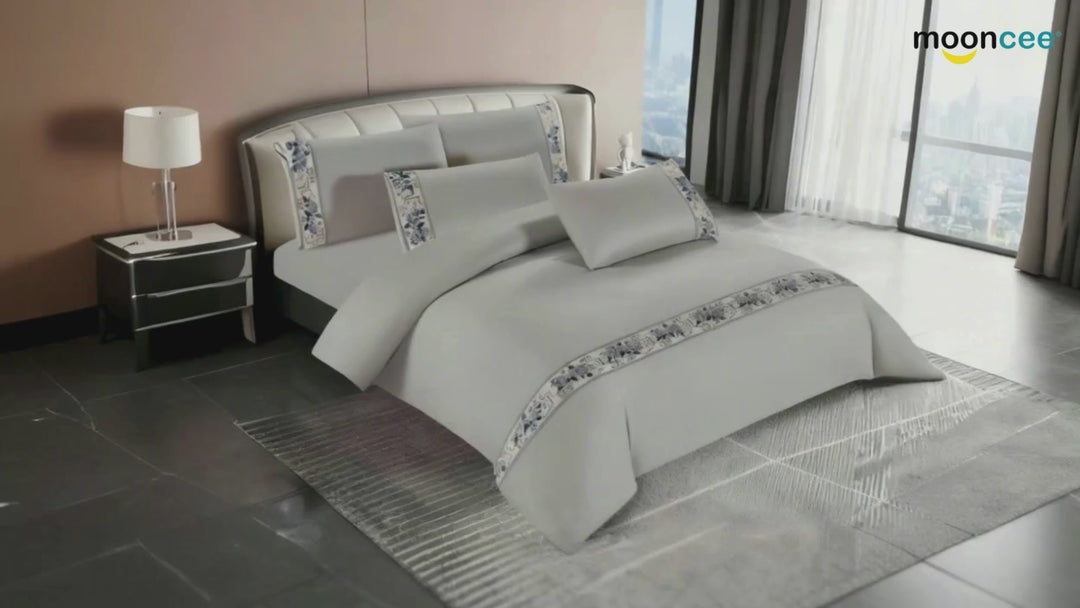 King Size Bed Sheets Cotton 6 PCs - Comfortable Sheet, Duvet & Pillowcases with Border (Pink)