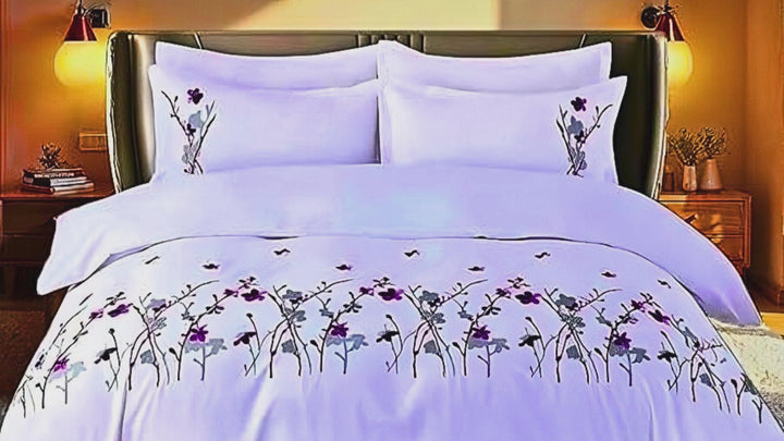 Cotton Embroidered 6 PCs King Set With Fitted Duvet Cover 220x240, Pillow Covers (6ES5)