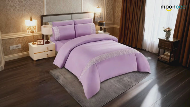 Luxurious King Size Embroidered Bedding Set 6 PCs for Elegant Bedroom Styling (White)