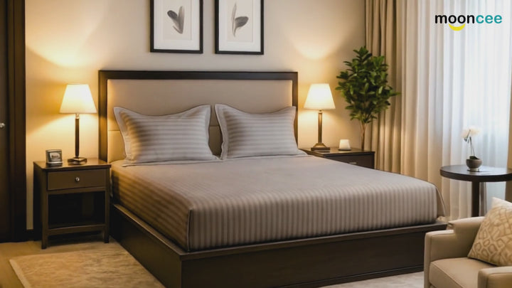 100% Combed Cotton 300 TC Hotel Fitted Sheet Set with Pillowcases