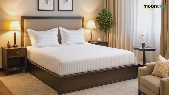 100% Combed Cotton 300 TC Hotel Fitted Sheet Set with Pillowcases