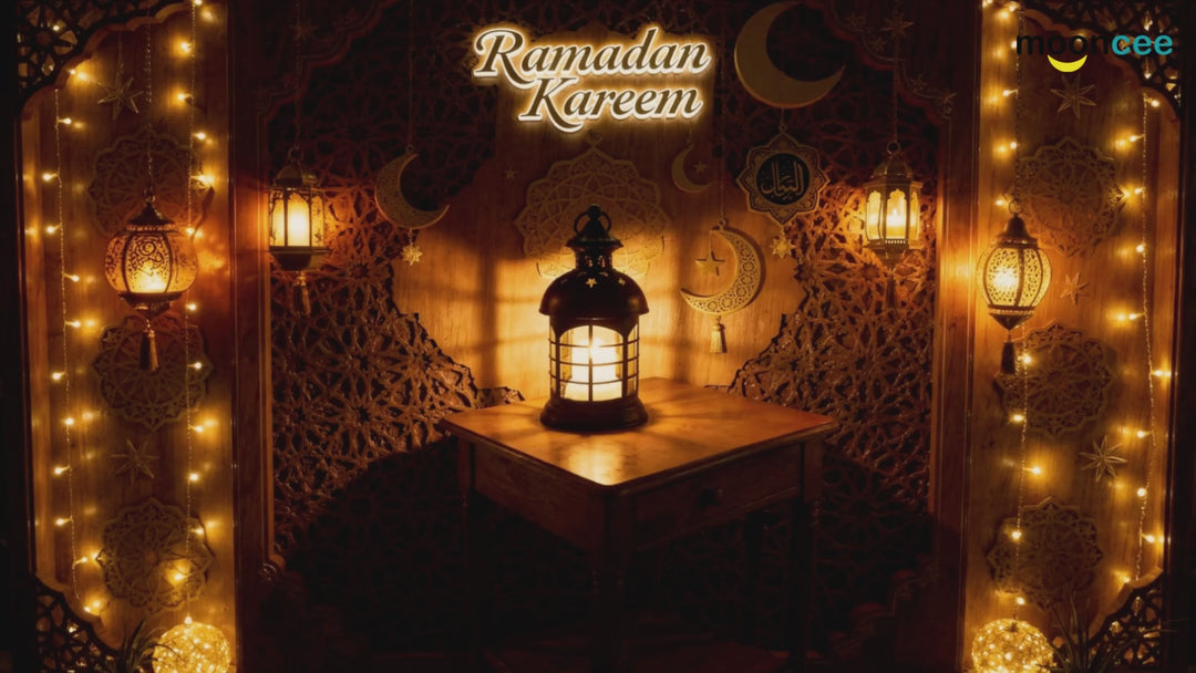 Tabletop lantern with enclosed light and classic design