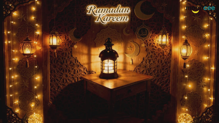 Tabletop lantern with enclosed light and classic design