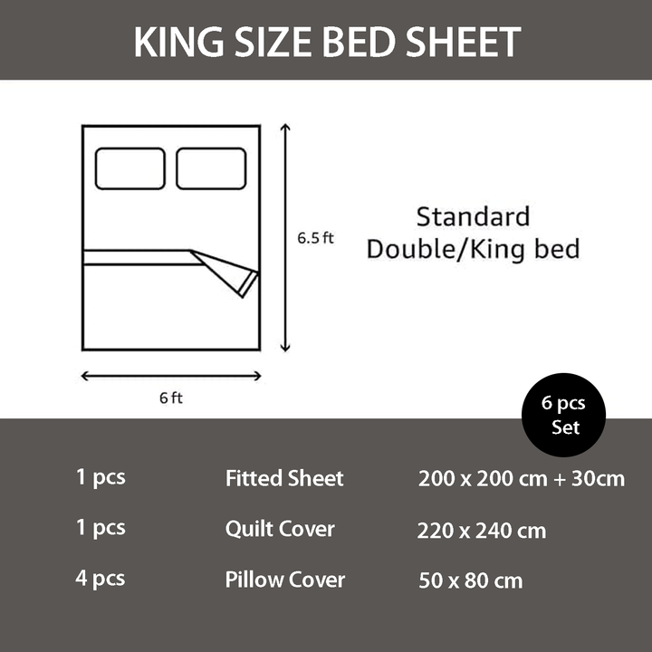Floral 6 PCs King Bed Set – Duvet Cover, Deep Pocket Fitted Sheet & Pillowcases (6FS98)