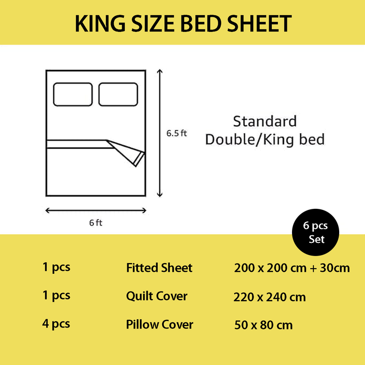 6 PCs King Printed Bedding Set – 220x240 Duvet, Fitted Sheet with Deep Pocket  (6FS96)