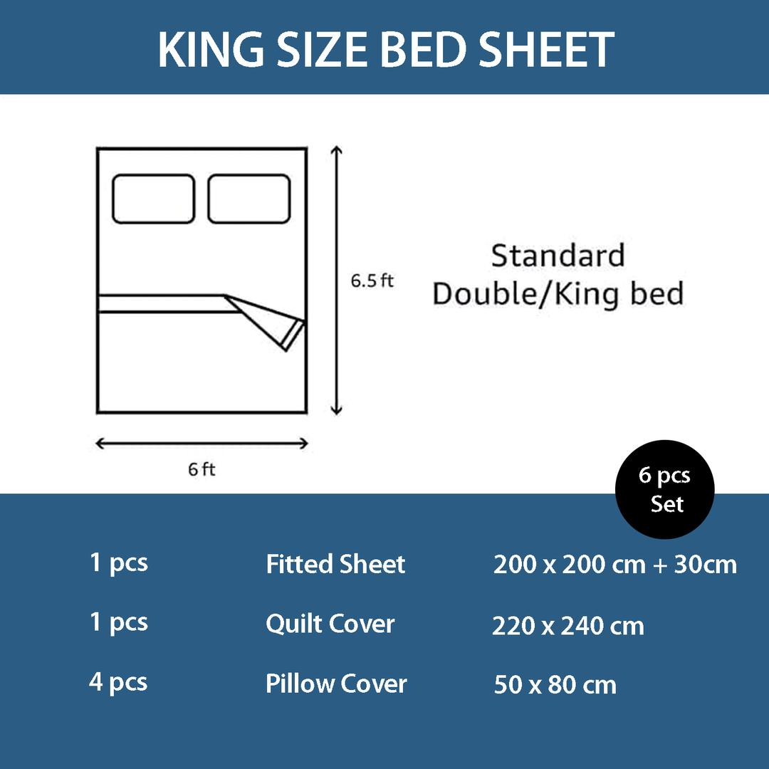 Elegant 6 PCs Floral King Bedding Set – Duvet Cover, Fitted Sheet & Pillow Covers (6FS93)