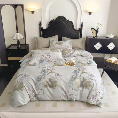 Botanical king bedding set with elegant floral pattern