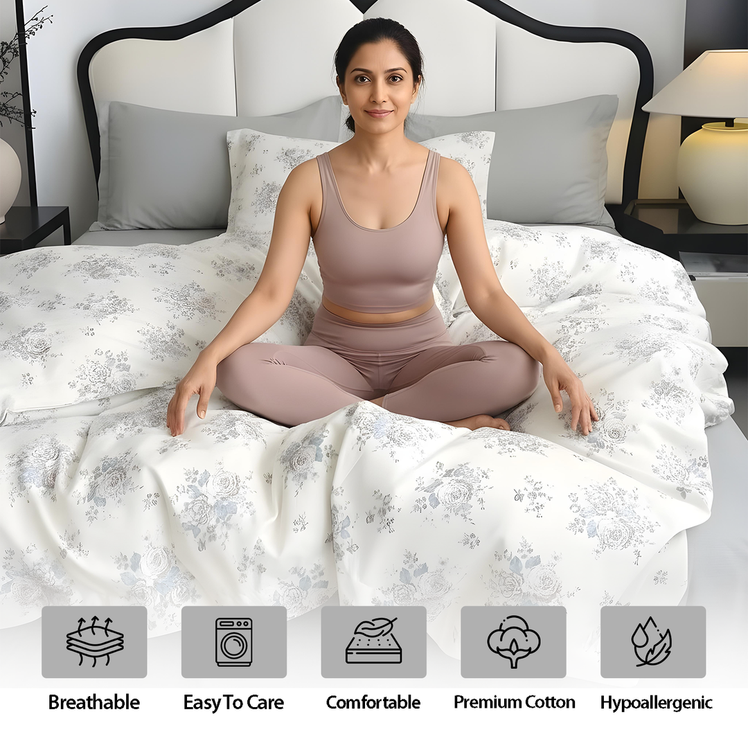 Floral King Size Comfort Bedding Set - 6 PCs with Duvet Cover and Pillowcases (6FS155)