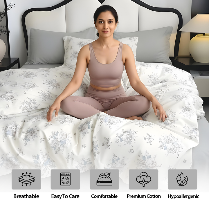 Floral King Size Comfort Bedding Set - 6 PCs with Duvet Cover and Pillowcases (6FS155)