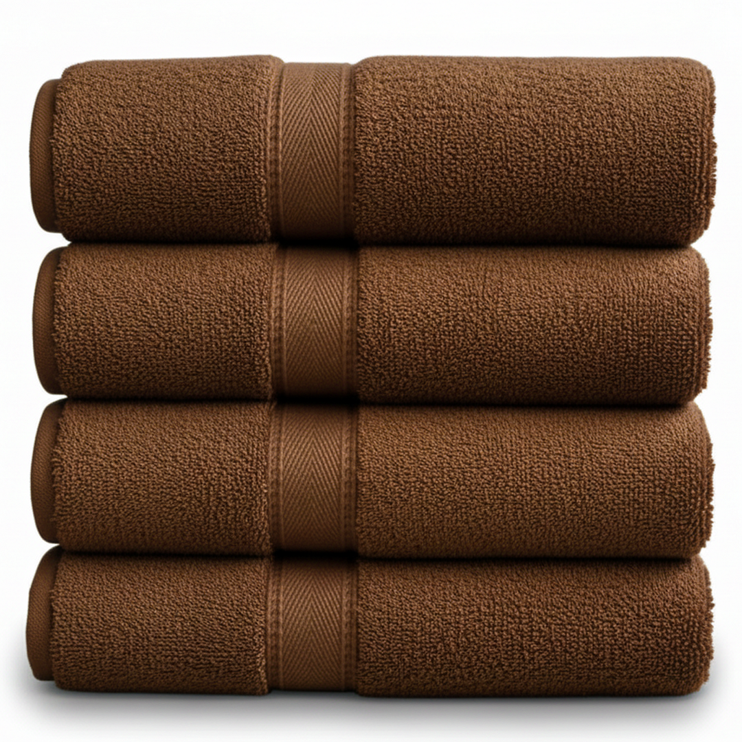 Brown cotton spa towels with 600 GSM weight