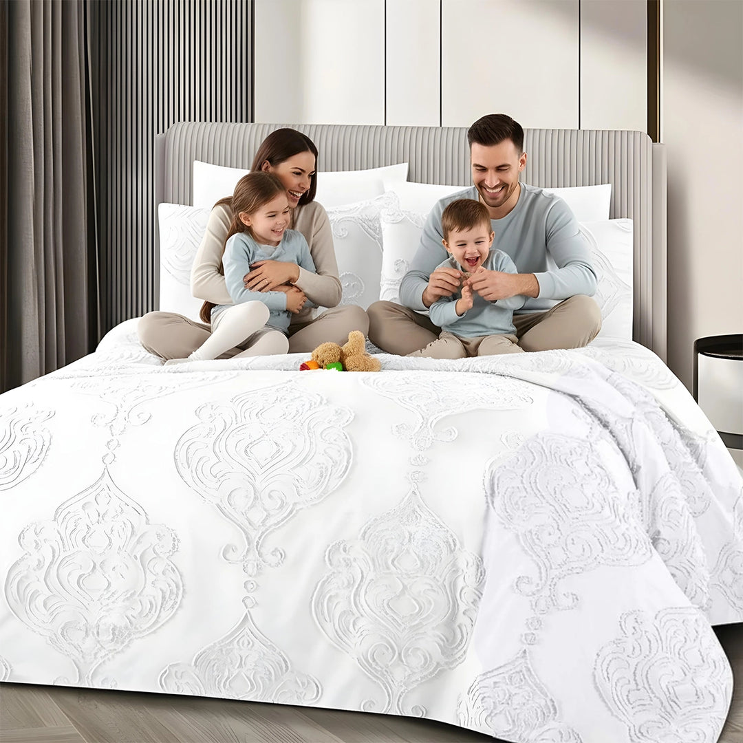 King Bedding Set with Duvet Cover 220x240 6 PCs  Fitted Bed Sheet Set (6FM27)