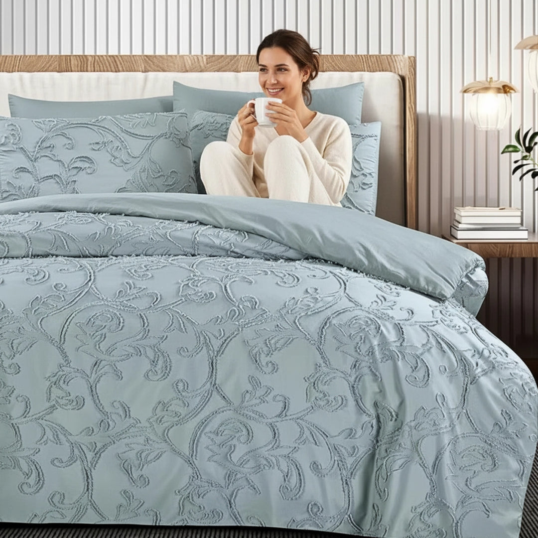 King Bedding Set with Duvet Cover 220x240 6 PCs King Size Fitted Bed Sheet Set (6FM29)