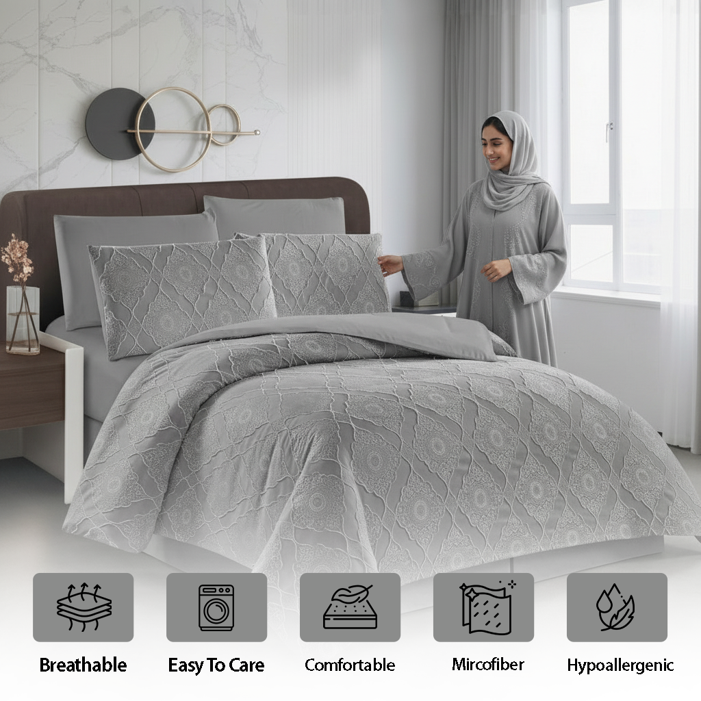 طقم سرير 6 قطع - فائق النعومة، كامل مع أغطية الوسائد وغطاء اللحاف (6FM62)